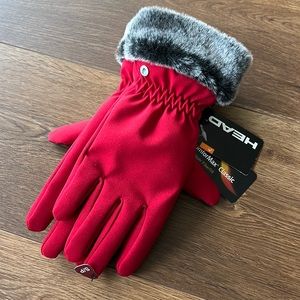 NWT small red Head gloves with faux fur lining